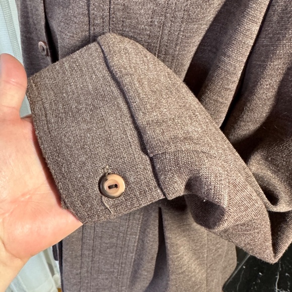 Vintage 1970s set, jacket and blouse, tie belt, taupe, NWT, Paris Star, 12 (M/L) - Picture 4 of 15